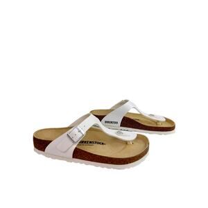 Birkenstock Gizeh Unisex Flip-Flops 38 M5 W7 White Birko-Flor Thong Sandals NEW